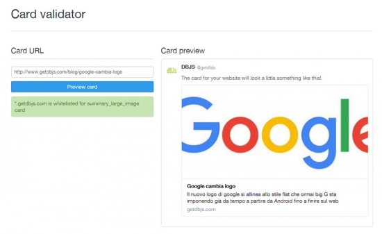 Twitter card validator
